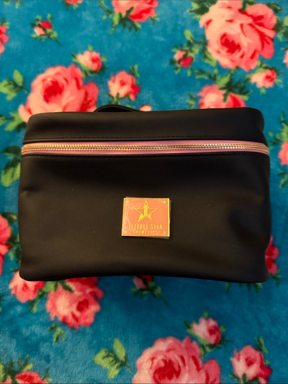 Jeffree Star Black Case with Pink Accents and Gold Star Charms